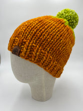 Load image into Gallery viewer, Pumpkin Beanie ~ Sunset &amp; Apple Green
