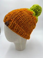 Load image into Gallery viewer, Pumpkin Beanie ~ Sunset &amp; Apple Green
